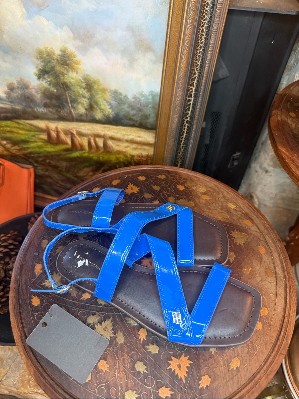 Tommy Hilfiger Bright Blue Patent Strap Sandals